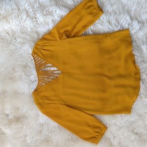 Naked Zebra Sheer Goldenrod 3/4 sleeve blouse
